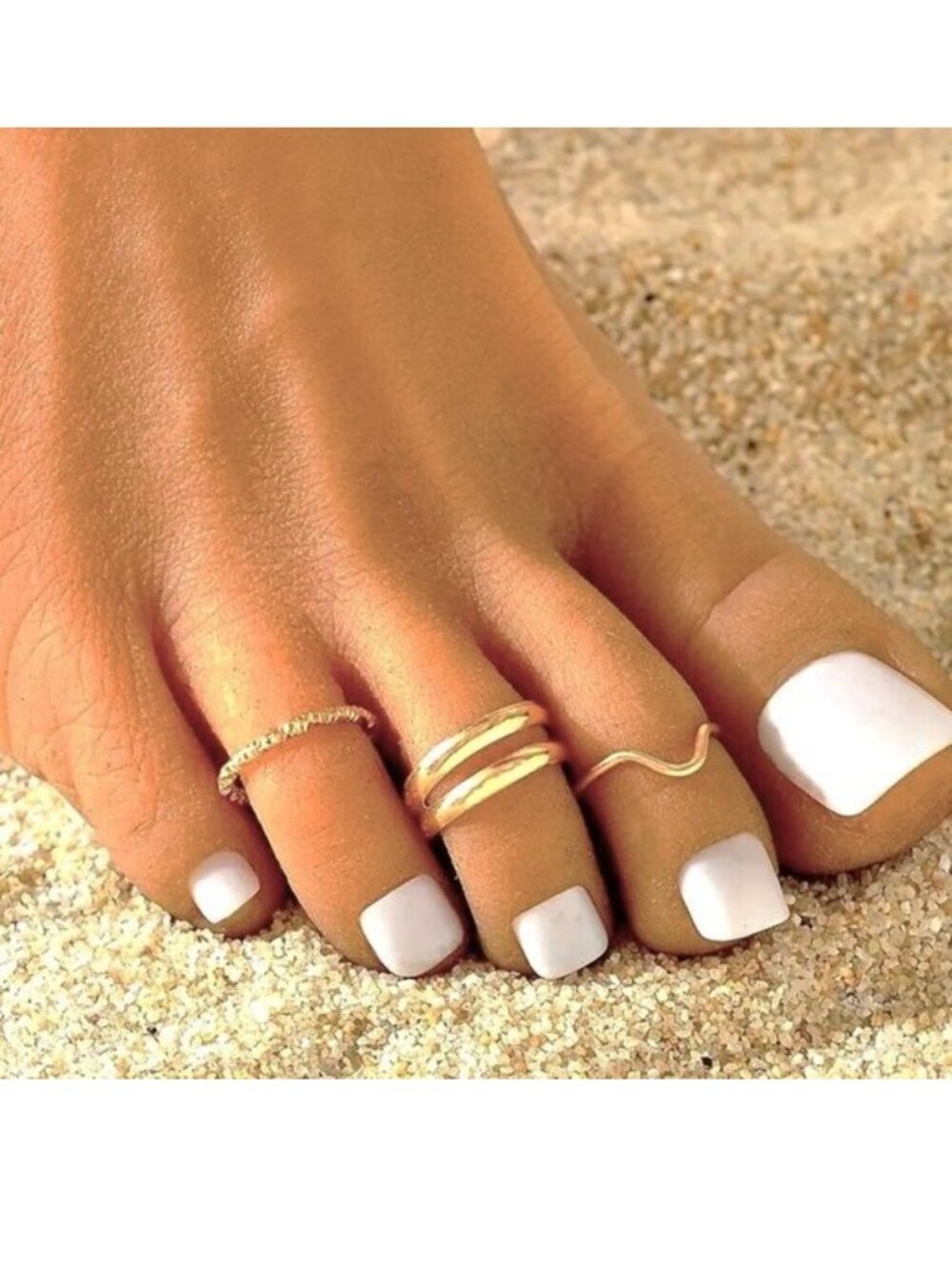 Toe Rings Foot Jewelry 3pc Minimalist Gold Adjustable Beach Boho Trendy Stylish